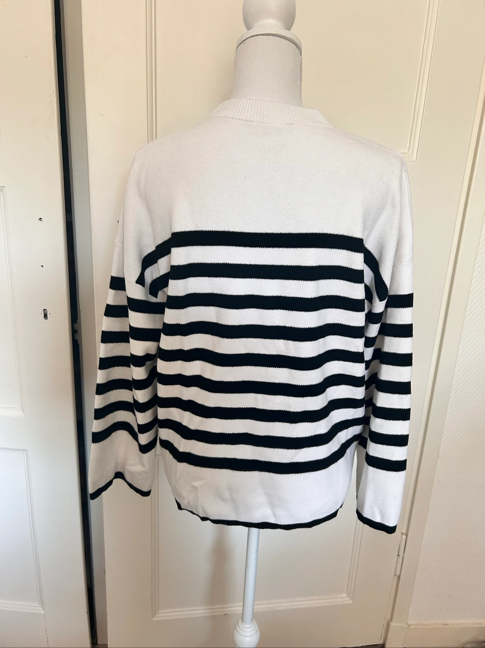 MS Mode Striped Sweater Black White Breton Stripe – Size M – photo 3